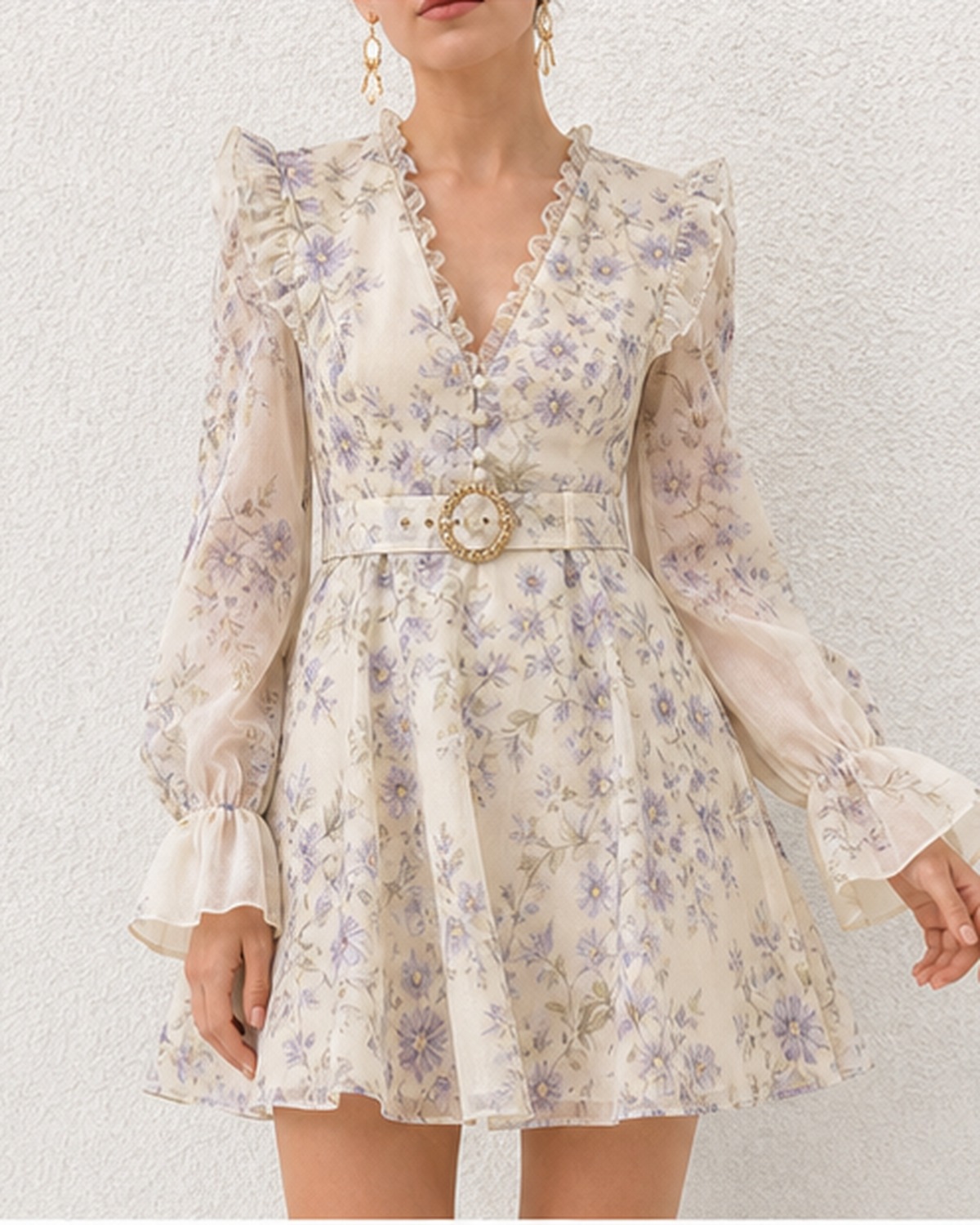 Camille Lilac Ruffle Mini Dress