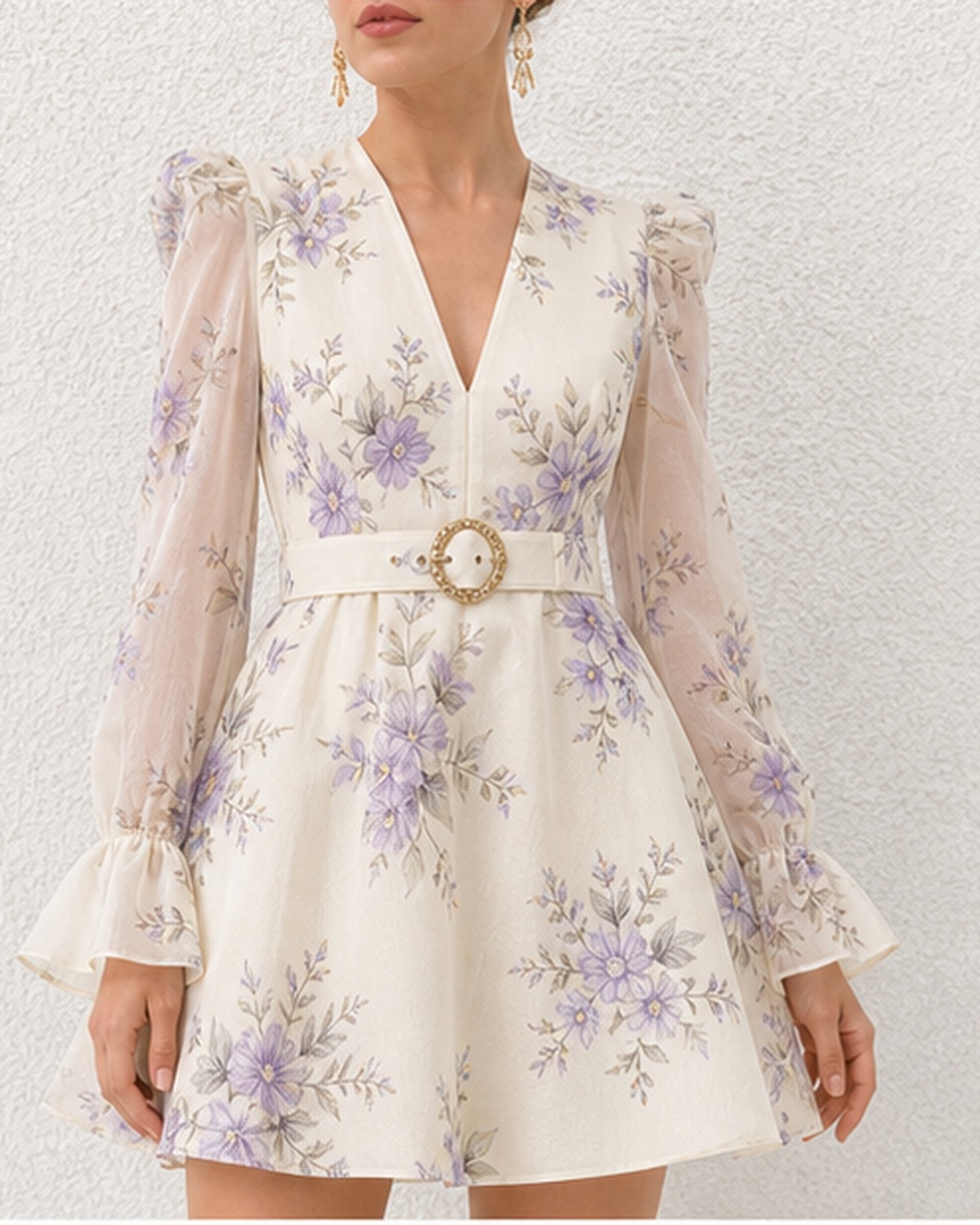 Odessa Ivory Buckle Mini Dress
