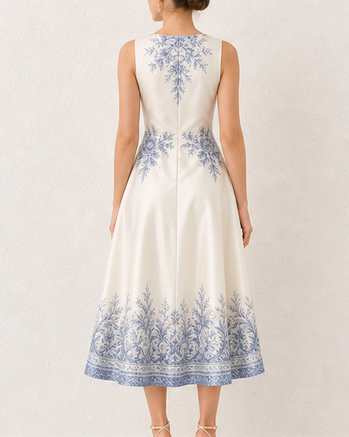 Odette Blue Placement Print Dress