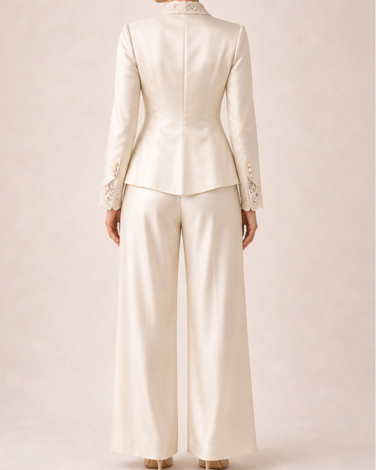 Champagne Lace Satin Suit Set