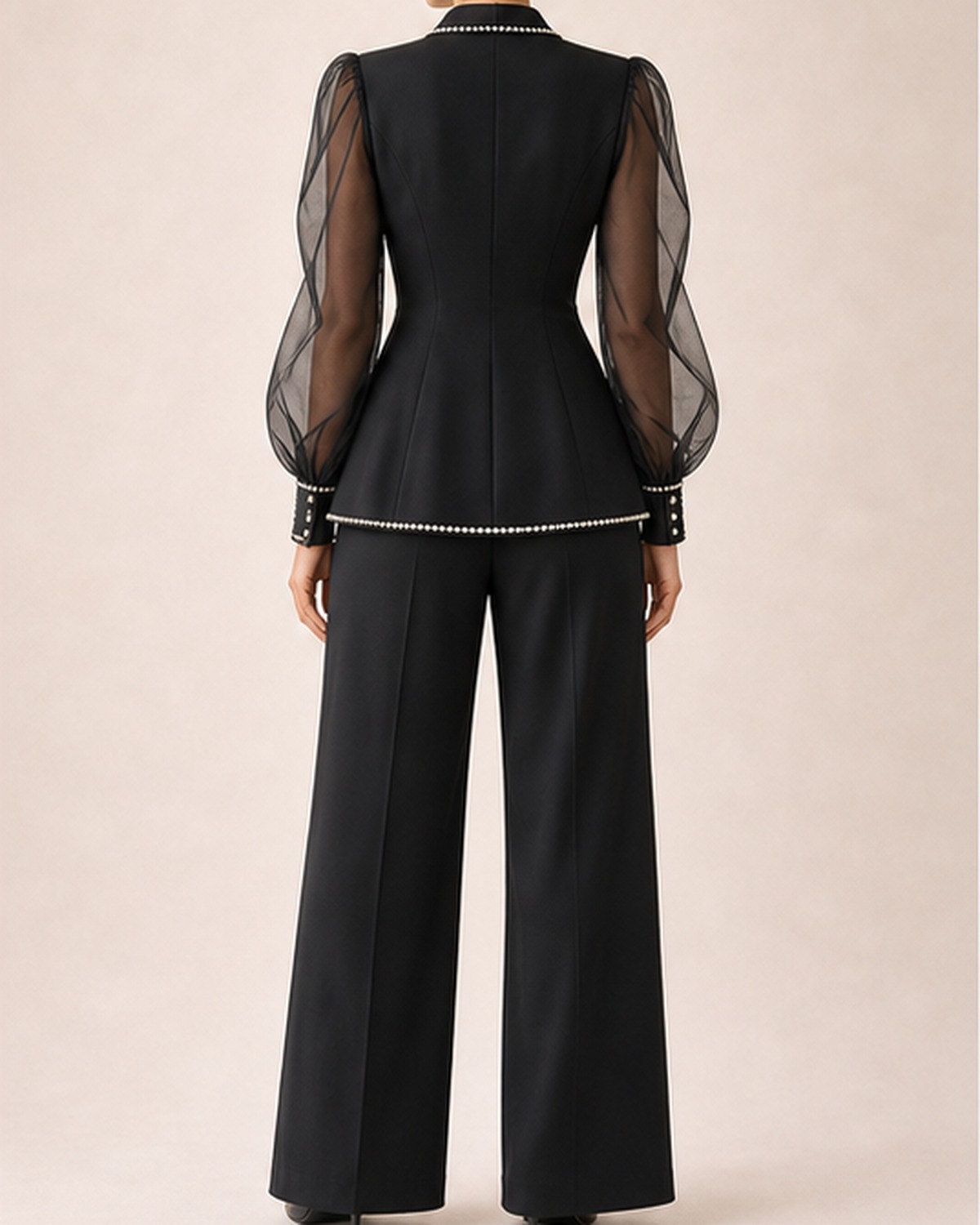 Noir Organza Pearl Suit Set