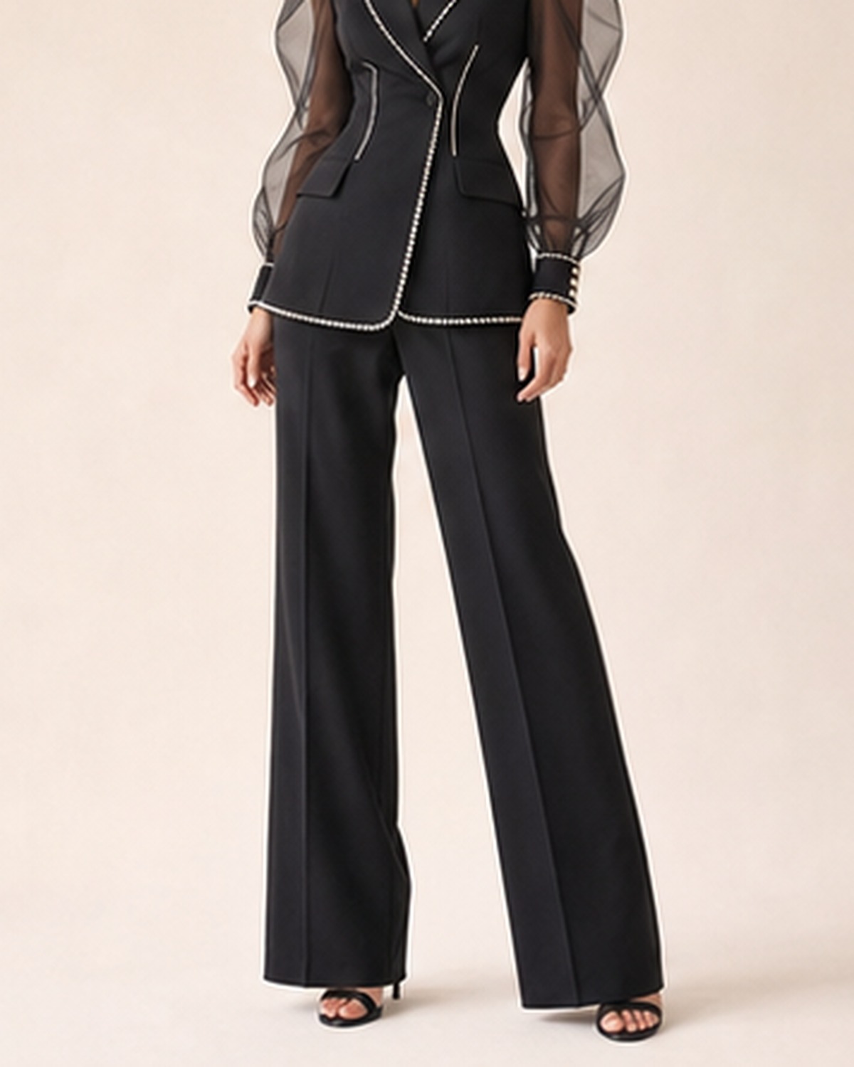 Noir Organza Pearl Suit Set