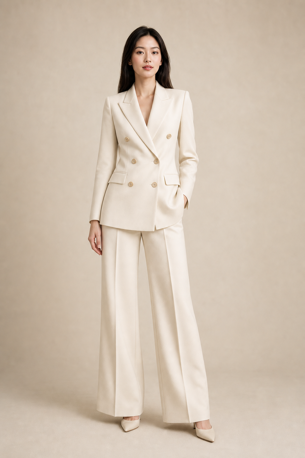 Ivory Double-Breasted Suit Set
